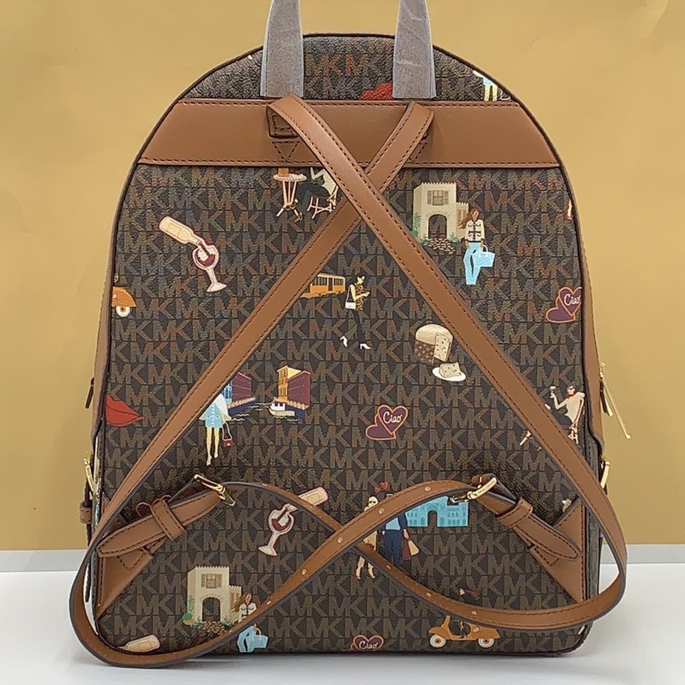 MICHAEL KORS JET SET GIRLS JAYCEE LARGE ZIP PACKED BACKPACK BROWN MULTI COLOR - Picture 9 of 16